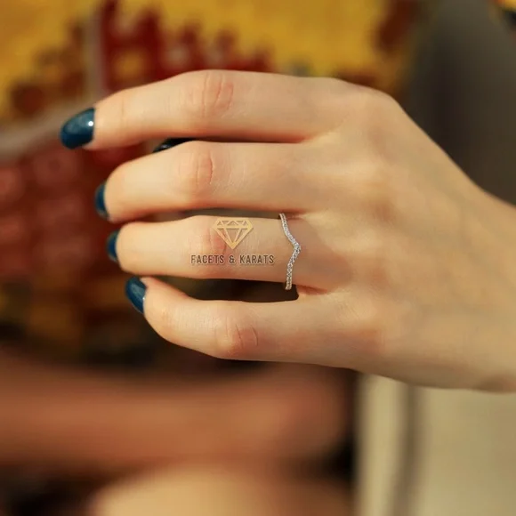 Facets Carats Jewelry Platinum Moissanite Curved Wedding